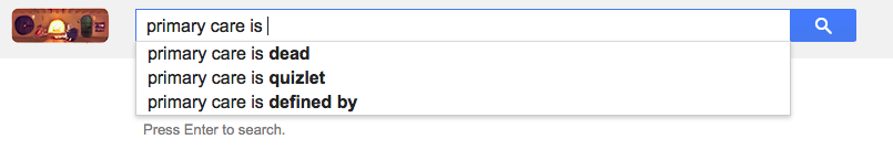 A Screenshot of Google Suggestions for Primary care.